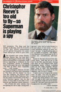 CHRISTOPHER REEVE- The Rose and the Jackal. April 16, 1990.
Caped Wonder Stuns City!