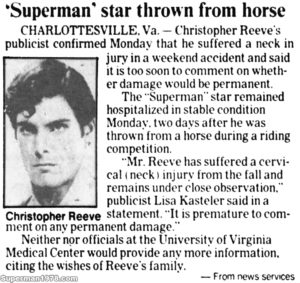 CHRISTOPHER REEVE- May 27, 1995.
Caped Wonder Stuns City!