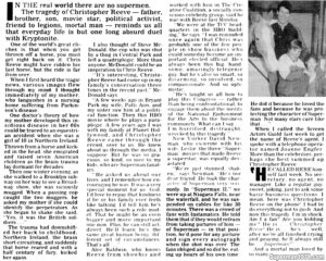 CHRISTOPHER REEVE- June 4, 1995.
Caped Wonder Stuns City!