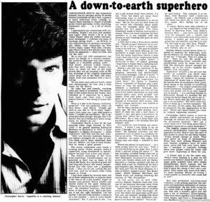 CHRISTOPHER REEVE- August 27, 1983.
Caped Wonder Stuns City!