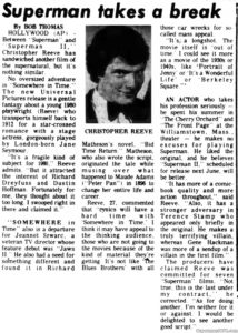 CHRISTOPHER REEVE- September 28, 1980.
Caped Wonder Stuns City!