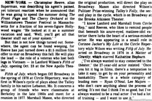 CHRISTOPHER REEVE- September 7, 1980.
Caped Wonder Stuns City!