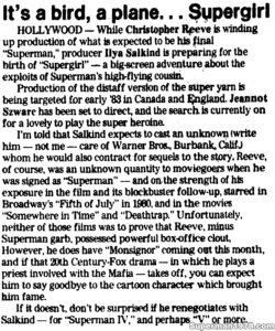 CHRISTOPHER REEVE- October 4, 1982.
Caped Wonder Stuns City!