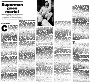 CHRISTOPHER REEVE- October 5, 1980.
Caped Wonder Stuns City!
