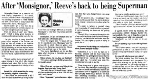 CHRISTOPHER REEVE- November 6, 1982.
Caped Wonder Stuns City!